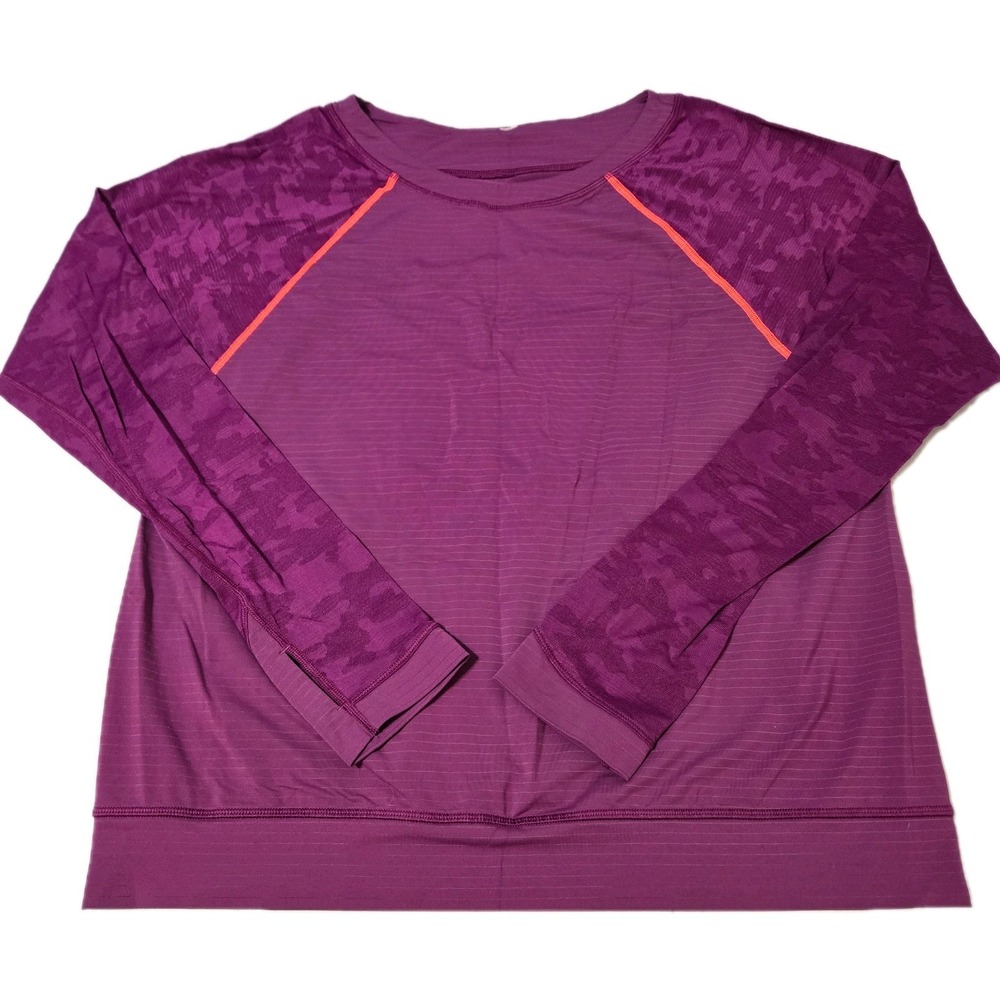 Lululemon Run for Days Long Sleeve Camo Pattern Top Regal Plum And Orange